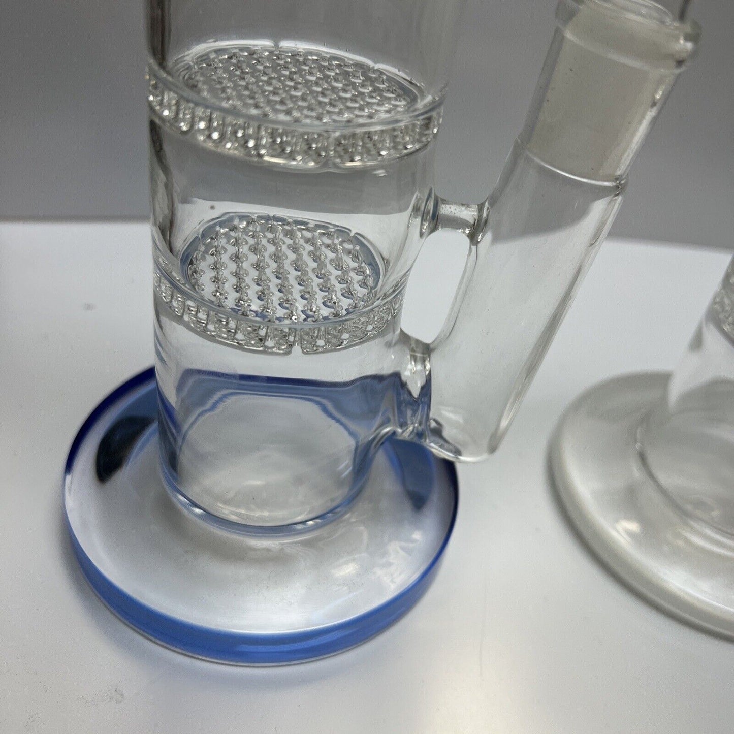 TALL 12” Heavy Double Honeycomb Perc Glass Water Pipe Hookah Bong Curved Blue