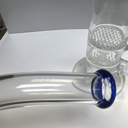 TALL 12” Heavy Double Honeycomb Perc Glass Water Pipe Hookah Bong Curved Blue