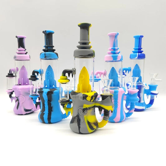 9" Rocket Ship Silicone Water Pipe 1ct